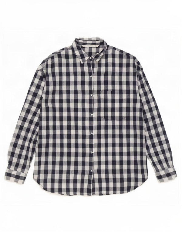 Zara Damen Trafaluc Übergroßes Hemd UK 10 Small Marineblau Gingham