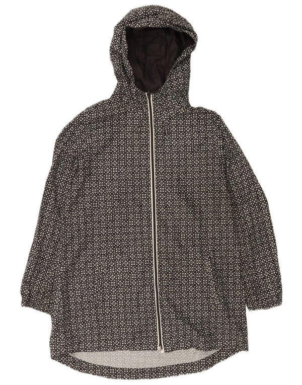 Marks & Spencer Damen-Regenmantel mit Kapuze, UK 14, Mittelschwarz, geometrisch