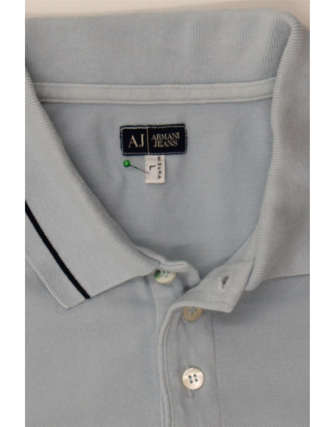ARMANI JEANS Mens Polo Shirt Large Blue Cotton Vintage Armani Jeans and Second-Hand Armani Jeans from Messina Hembry 