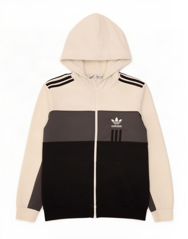 Adidas Herren-Kapuzenpullover mit grafischem Reißverschluss, mittelgroß, mehrfarbig, Farbblock