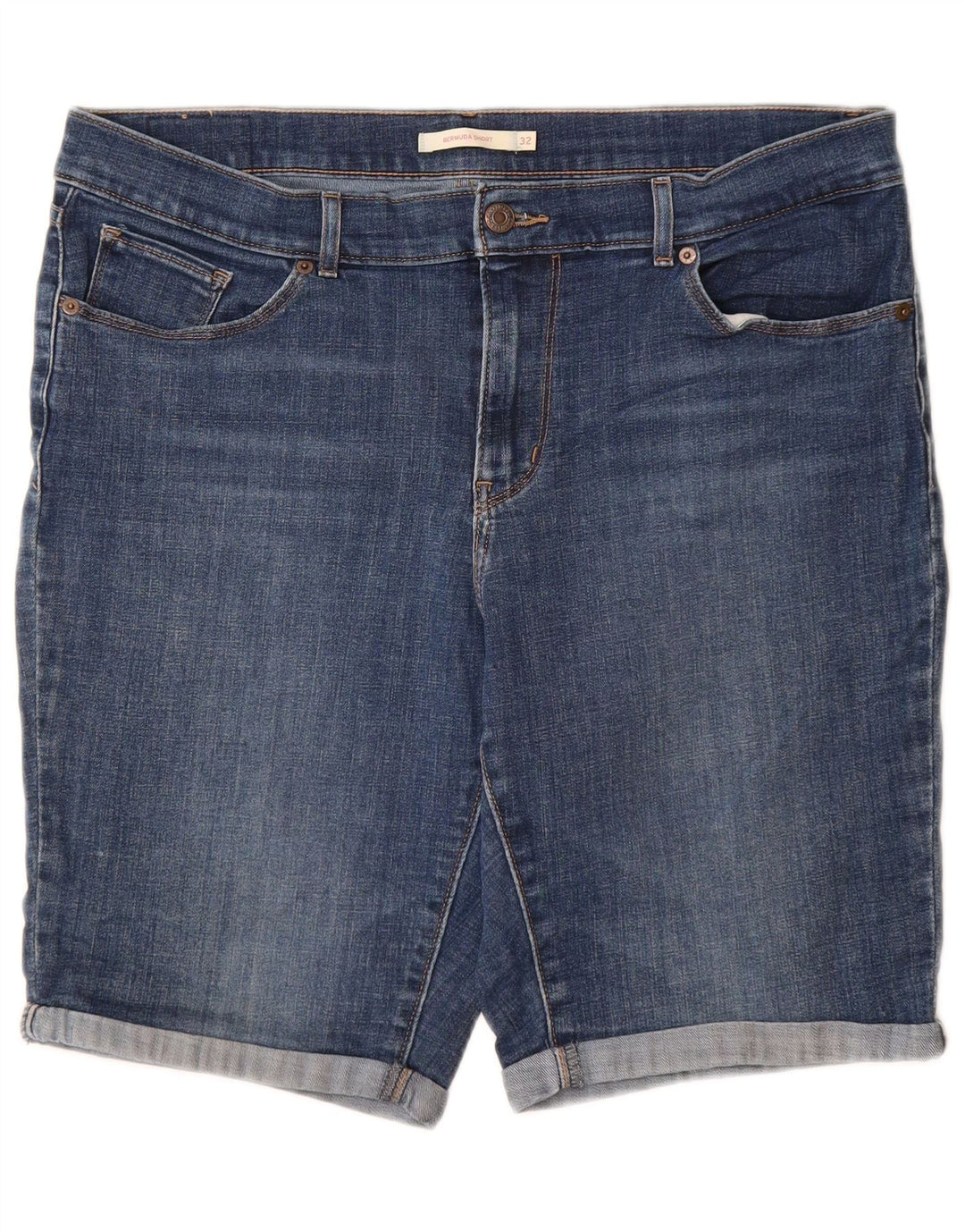 LEVI'S Damen-Bermuda-Jeansshorts, Größe W32, groß, aus blauer Baumwolle