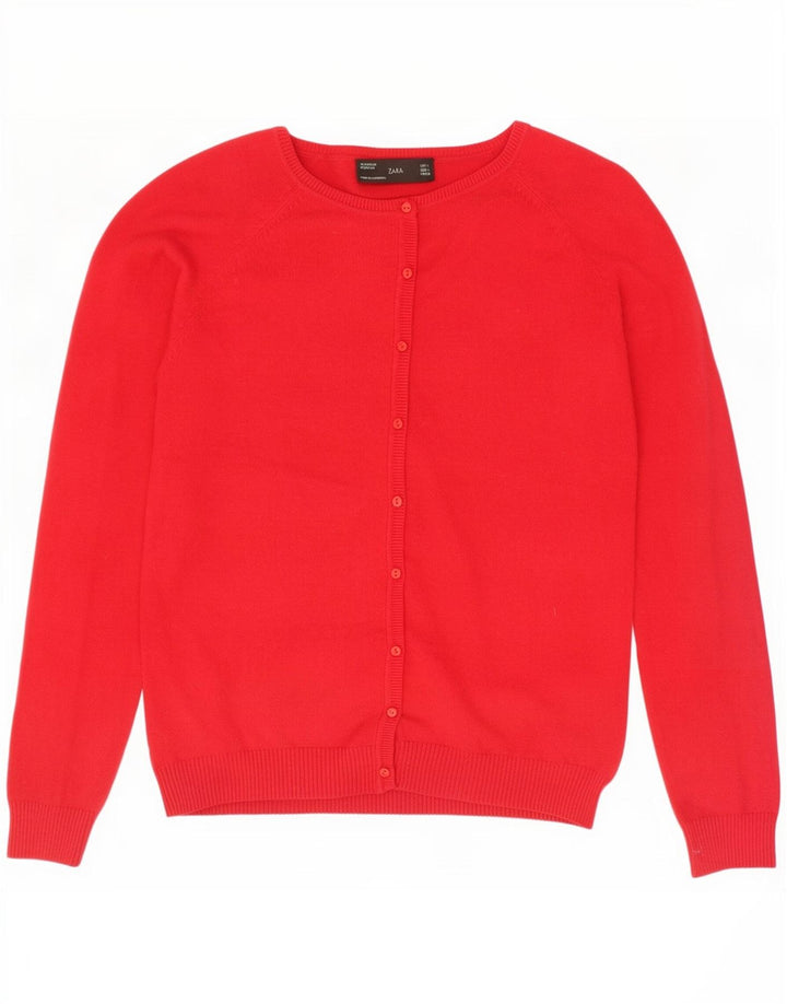 Zara Damen-Cardigan-Pullover UK 14 Große rote Baumwolle