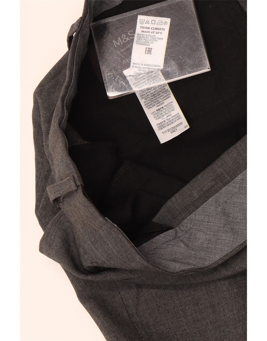 MARKS & SPENCER Gerade Herren-Anzughose W42 L31 Graues Polyester