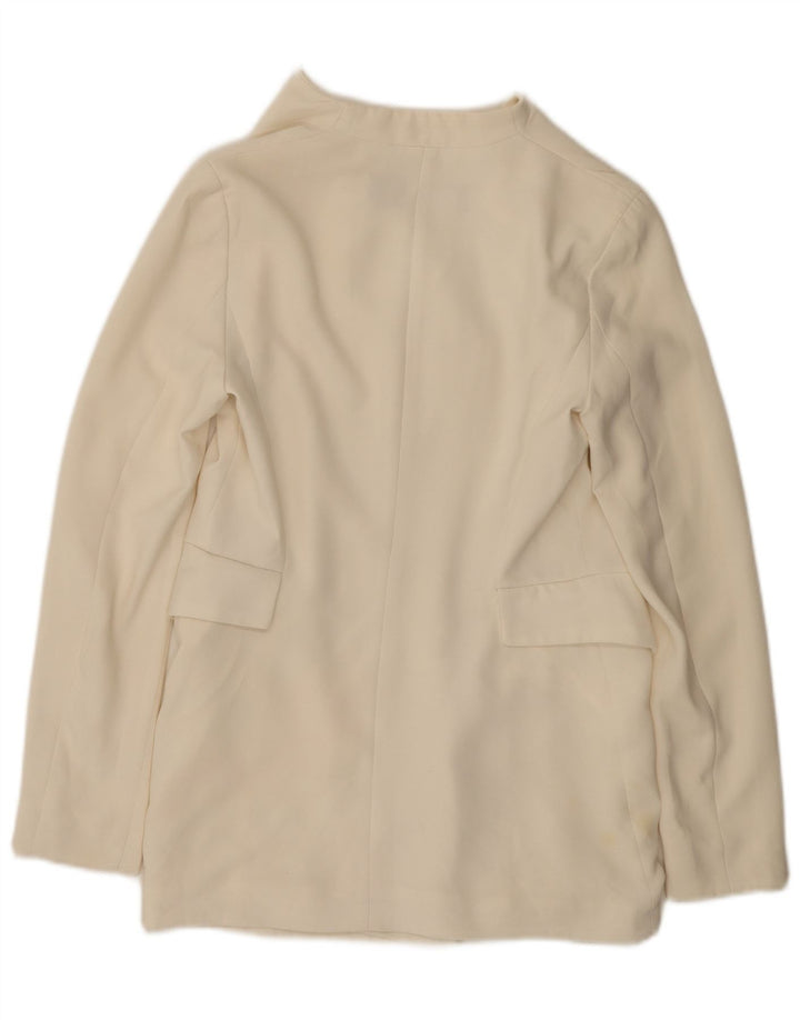 Offene Blazerjacke für Damen von Zara, Gr. 10, Größe S, cremefarbenes Polyester