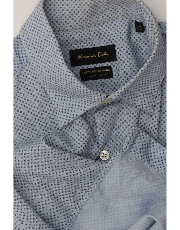 Massimo Dutti Herrenhemd, Größe 43, groß, blau gepunktet