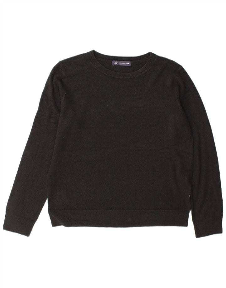 Marks & Spencer Damen-Pullover mit Rundhalsausschnitt, Gr. 14, Mittelschwarz, Acryl