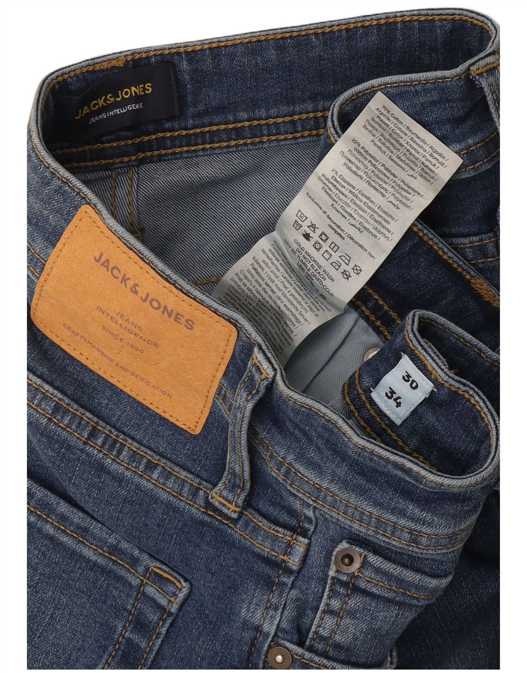 Jack & Jones Herren GLENN Slim Jeans W30 L34 Blaue Baumwolle