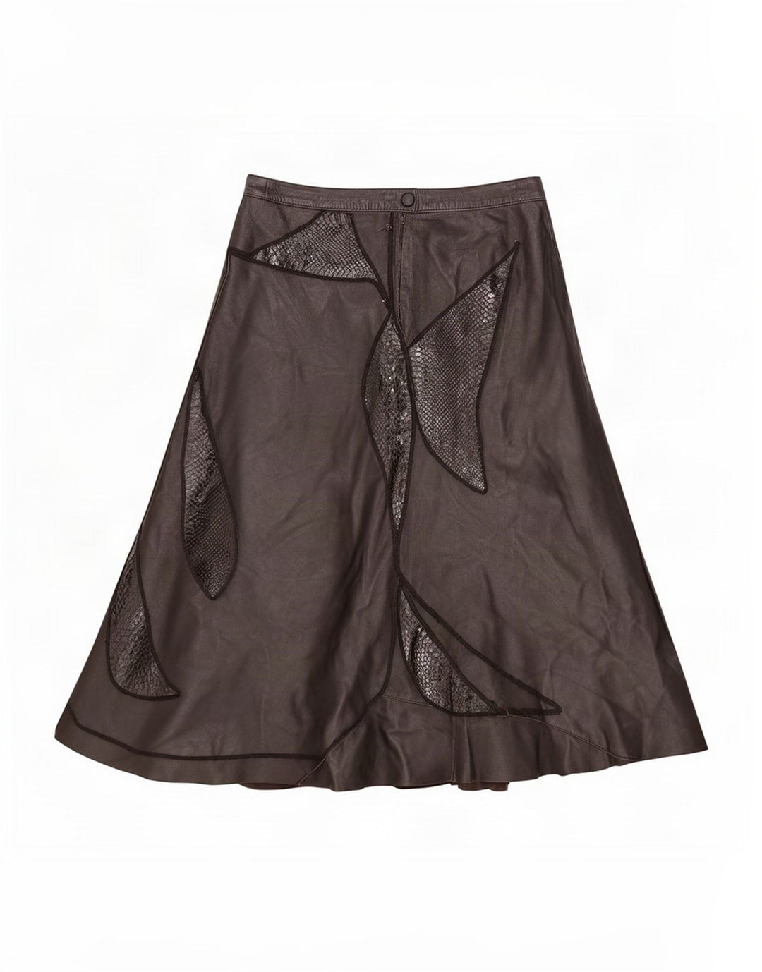 Vintage Damen Lederrock IT 44 Medium W28 Schwarz Patchwork