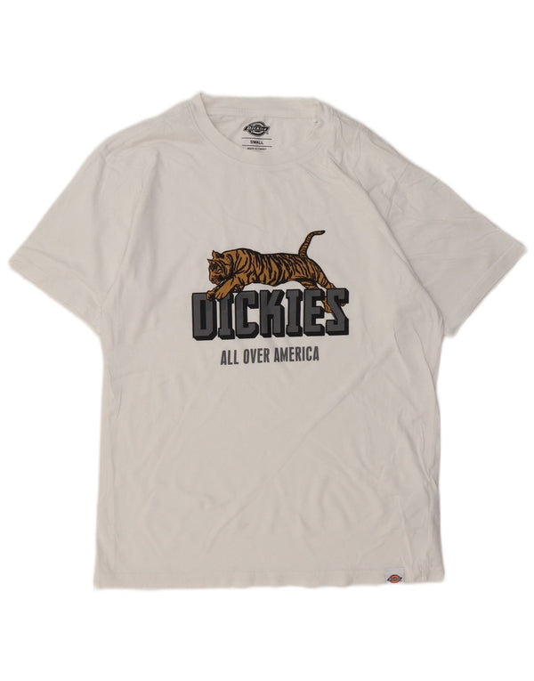 DICKIES Mens Graphic T-Shirt Top Small White Cotton