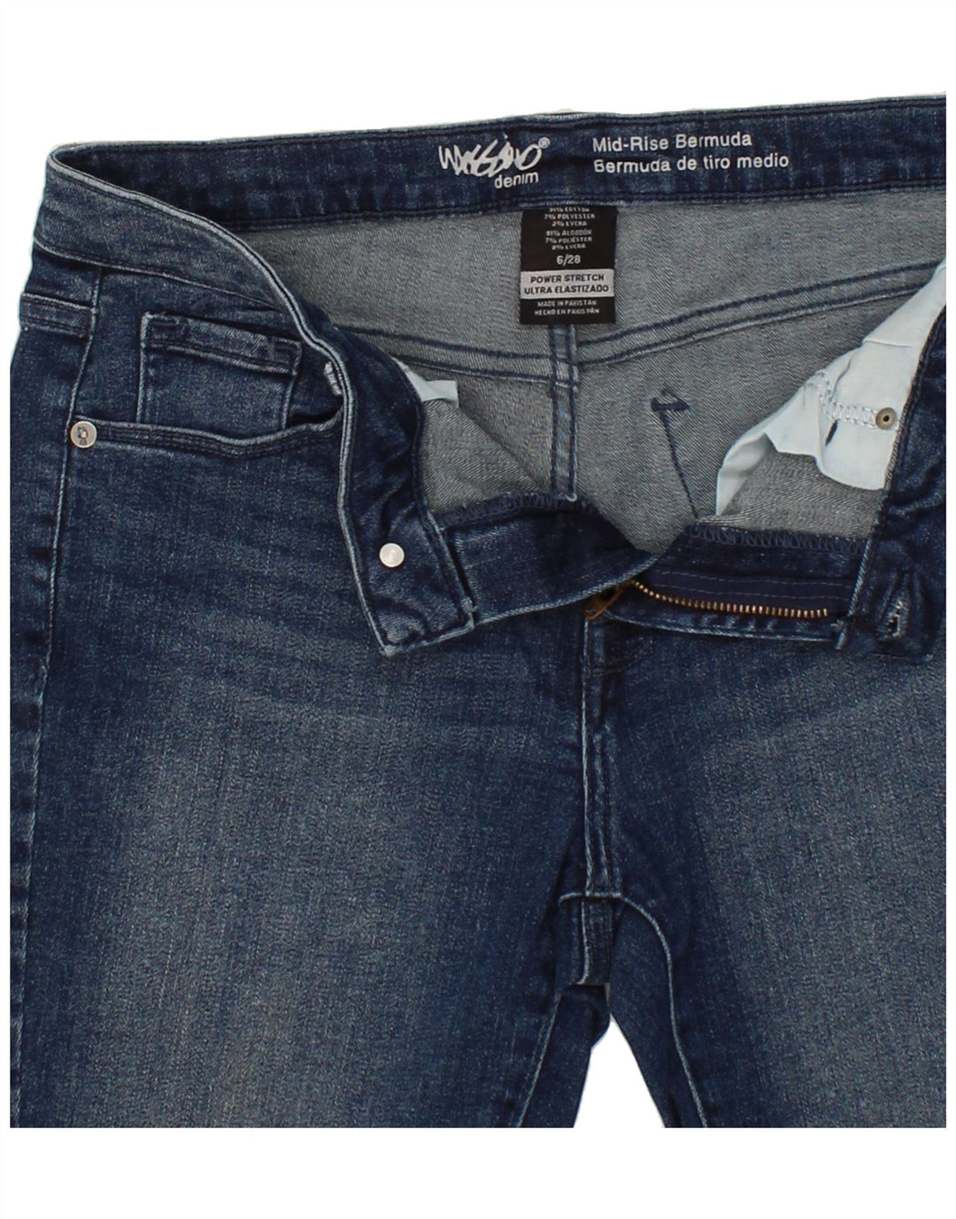 MOSSIMO Womens Mid Rise Bermuda Shorts US 6 Medium W28 Navy Blue Cotton Vintage Mossimo and Second-Hand Mossimo from Messina Hembry 