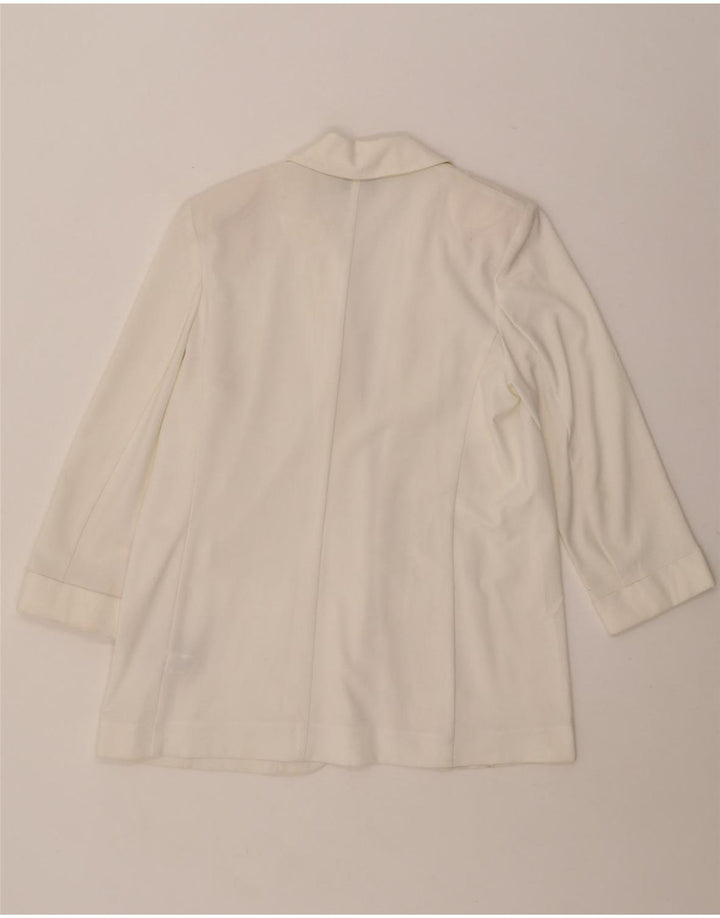 MARKS & SPENCER Offene Blazerjacke für Damen mit 3/4-Ärmeln, UK 12, Mittelweiß