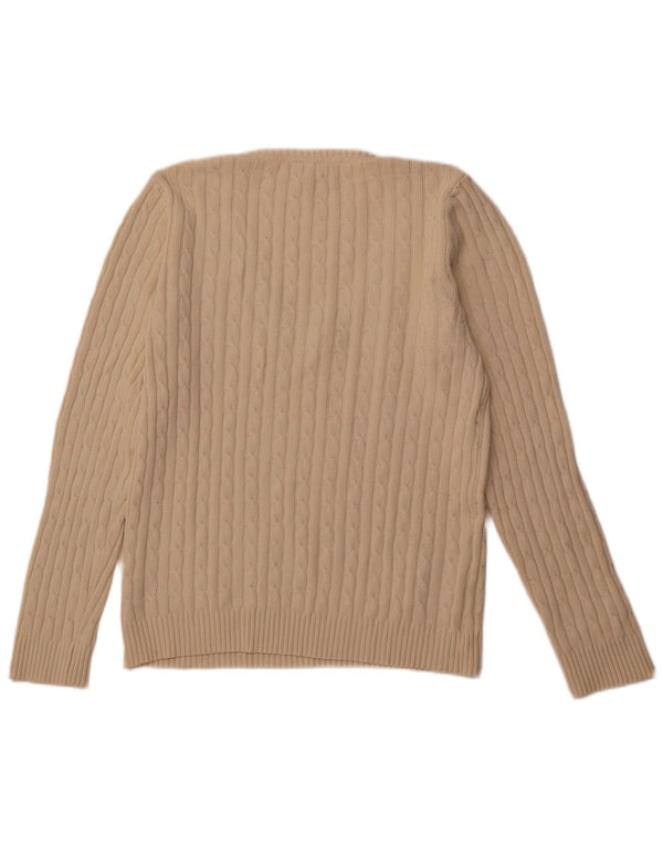 CREW CLOTHING Damen-Pullover mit V-Ausschnitt, UK 18, XL, cremefarbene Baumwolle