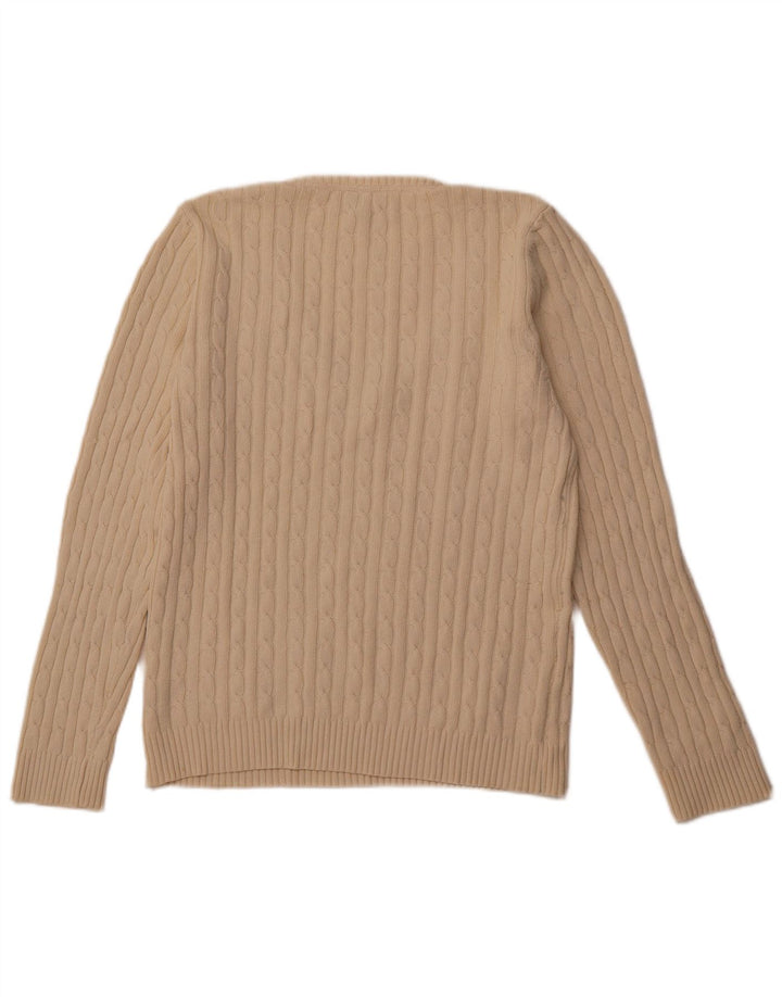 CREW CLOTHING Damen-Pullover mit V-Ausschnitt, UK 18, XL, cremefarbene Baumwolle