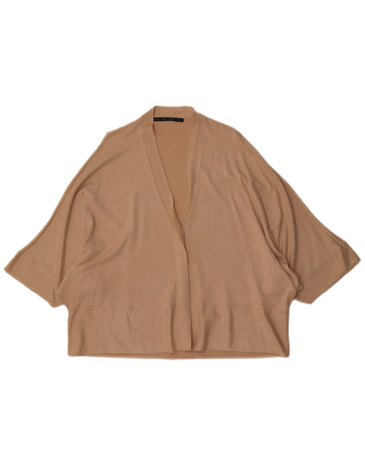 Zara Damen-Strickjacke, übergroß, Fledermausärmel, offen, Gr. 14, Mittelbeige