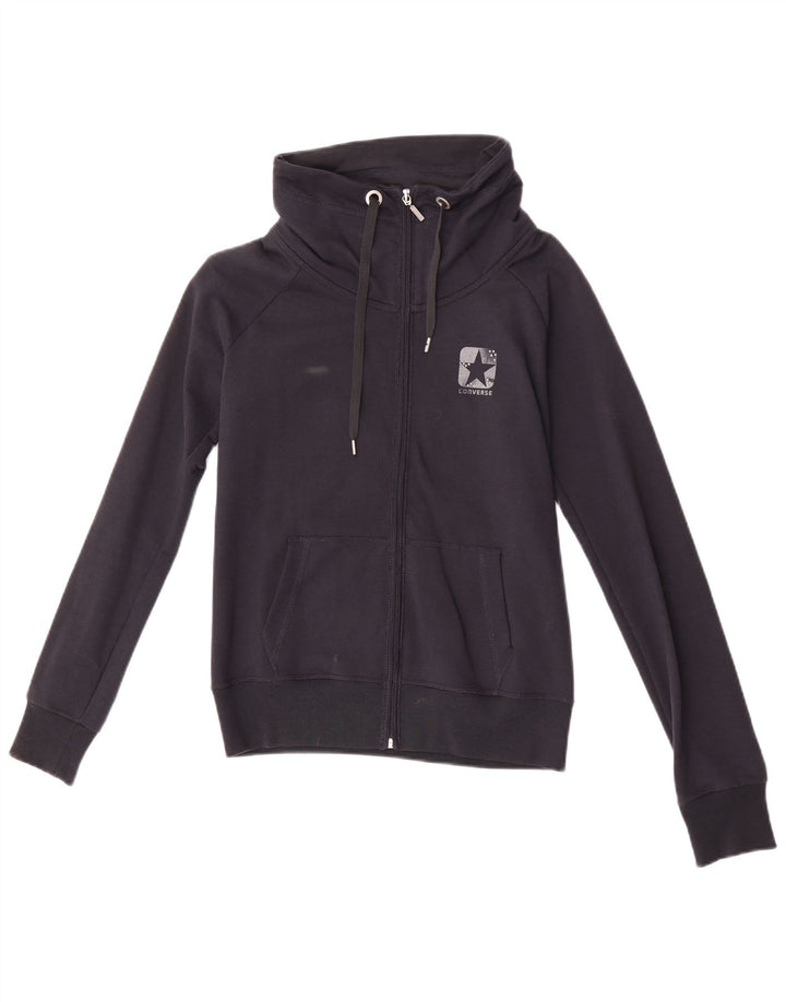 Converse Damen-Trainingsanzug-Oberteiljacke UK 12 Mittelmarineblaue Baumwolle