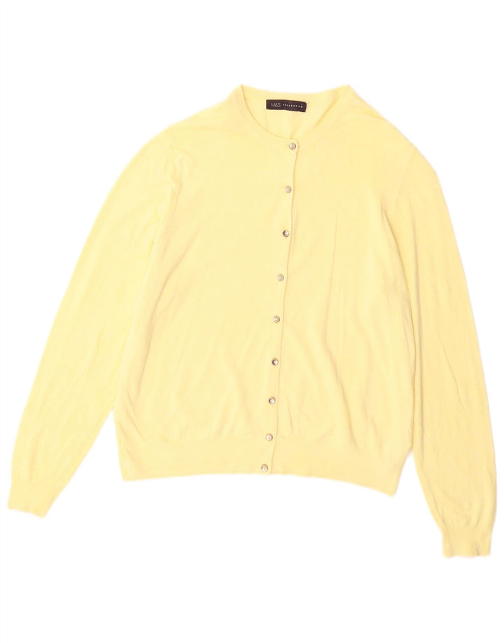 Marks & Spencer Damen-Cardigan-Pullover UK 16 Large Gelbe Viskose