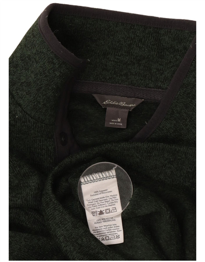 Eddie Bauer Herren-Sweatshirt mit Knopfkragen, Mittelgrün meliert