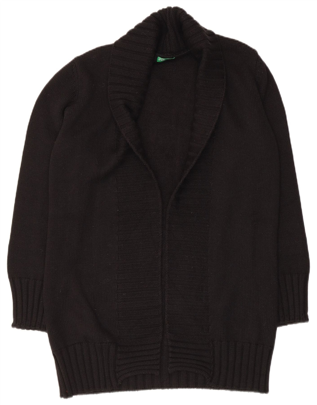 Benetton Damen-Strickjacke, offen, Gr. 12, mittelschwarz