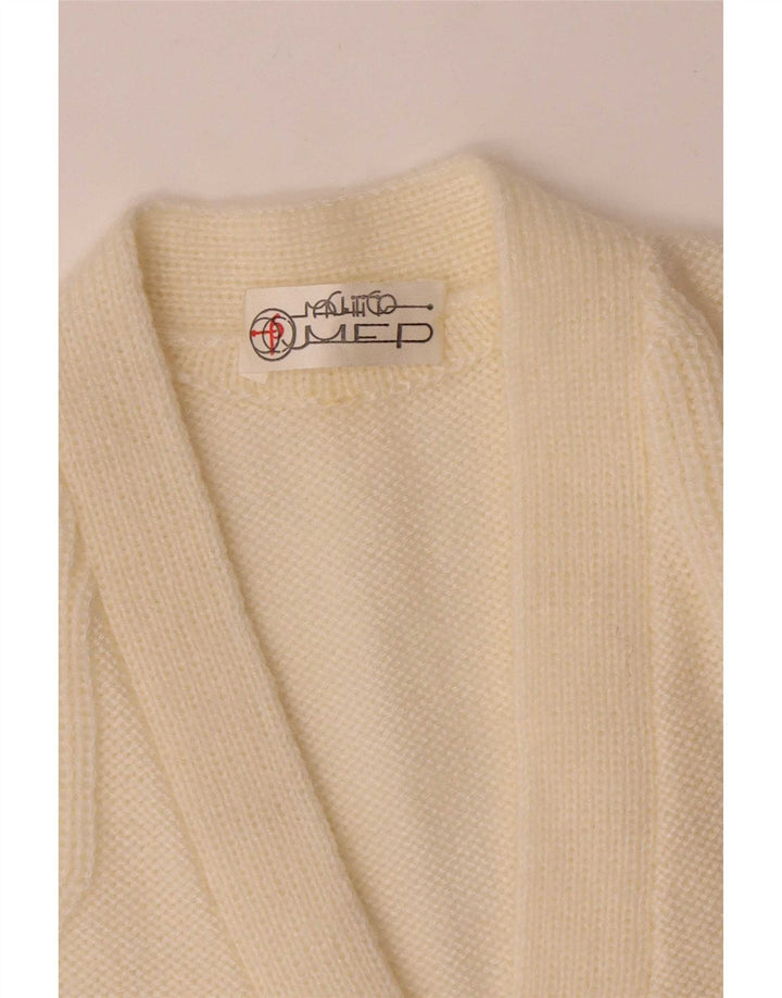 Vintage Damen Cardigan Pullover UK 14 Medium Off White