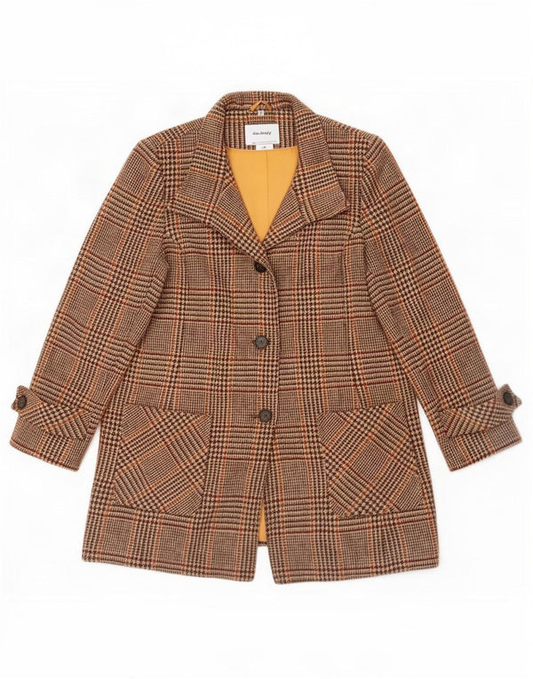 Harris Tweed Damen Mantel UK 16 Große braune karierte Schurwolle