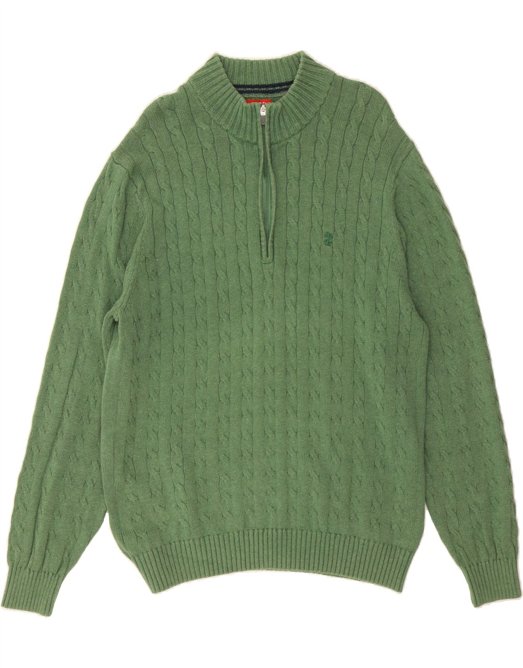 IZOD Mens Zip Neck Jumper Sweater Large Green Cotton Vintage Izod and Second-Hand Izod from Messina Hembry 