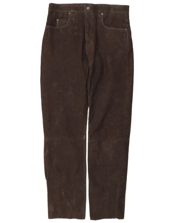 Gerade Herren-Wildlederhose von Front Line, IT 52, XL, B38, L34, braunes Leder