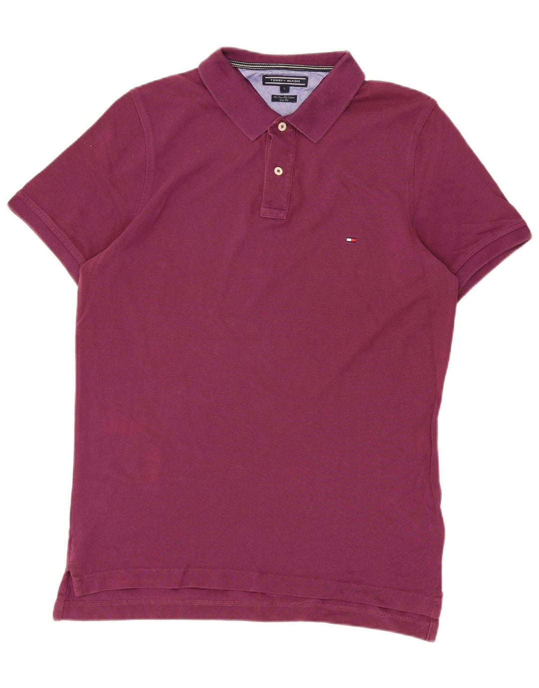 Tommy Hilfiger Herren-Poloshirt mit schmaler Passform, groß, aus violetter Baumwolle