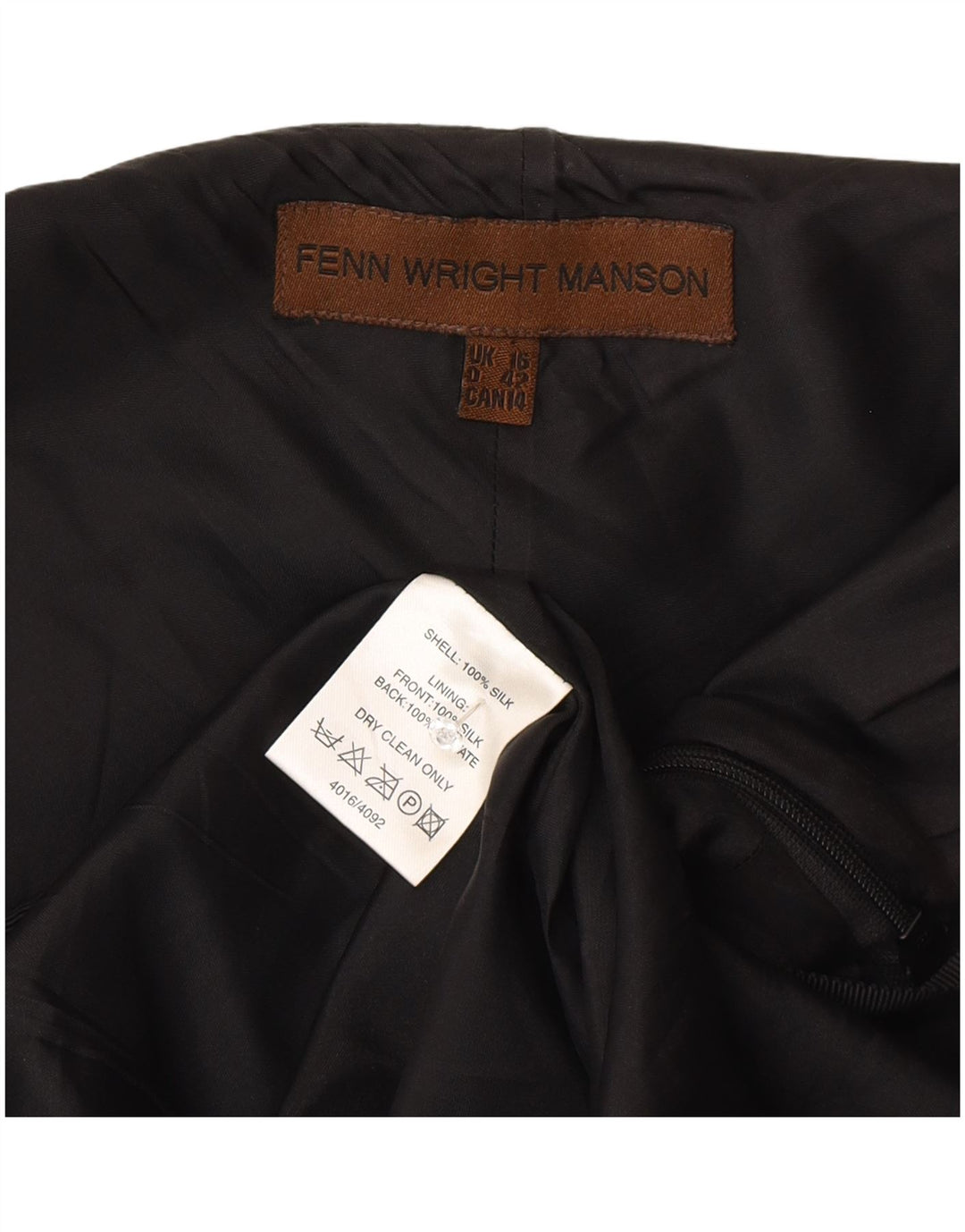 Fenn Wright Manson Damen A-Linien-Kleid UK 16 Large Schwarze Seide