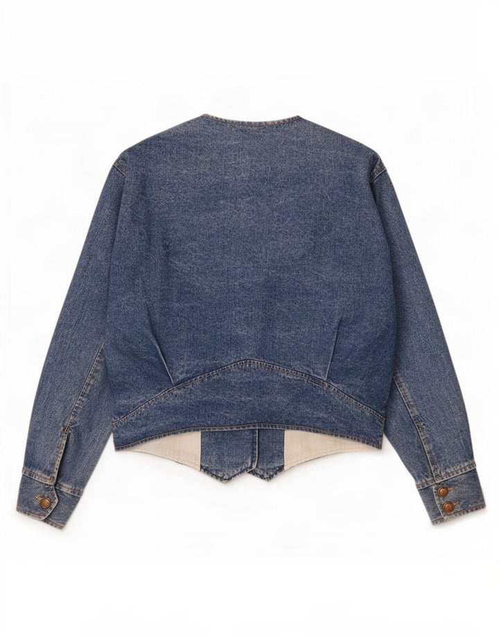 Airport Damen Jeansjacke UK 12 Mittelblaue Baumwolle