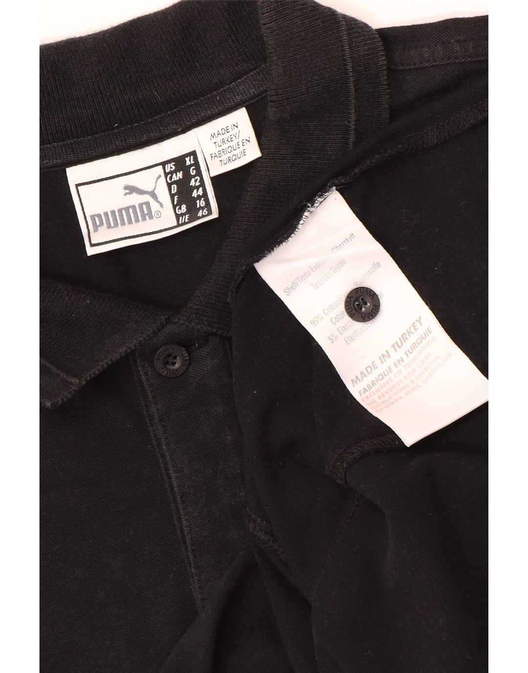 Puma Damen Poloshirt UK 16 Large Schwarz Baumwolle