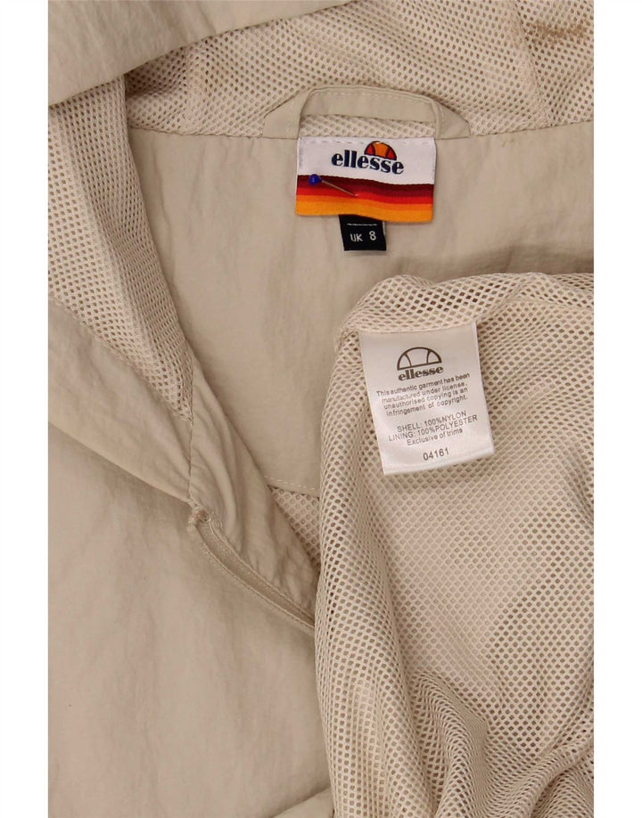 Ellesse Damen Übergroße Kapuzenpullover-Regenjacke UK 8 Small Beige Nylon