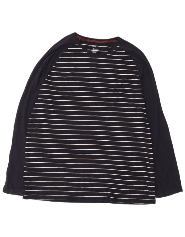 Marks & Spencer Herren-Top, langärmelig, XL, marineblau, gestreift, Baumwolle