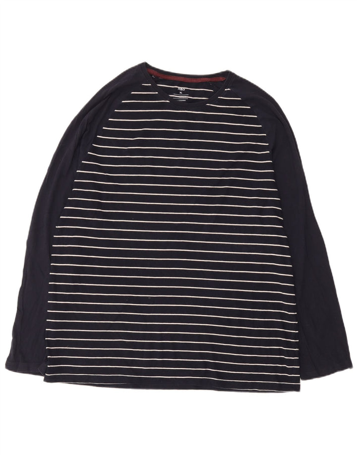 Marks & Spencer Herren-Top, langärmelig, XL, marineblau, gestreift, Baumwolle