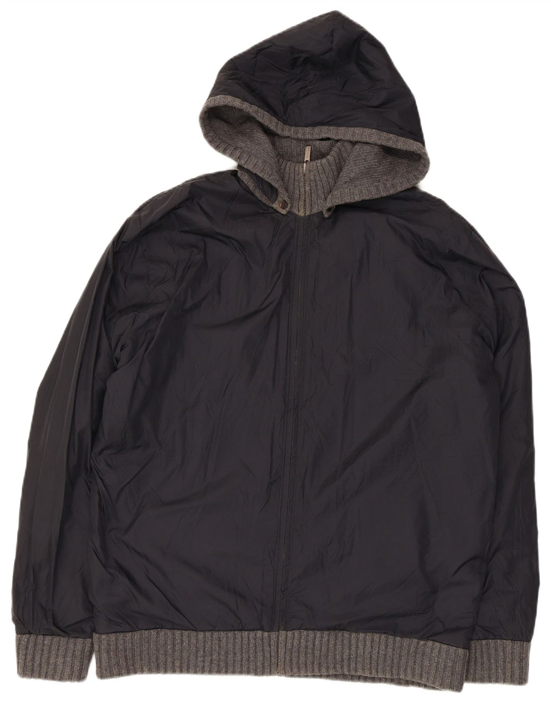 Massimo Dutti Herren Kapuzenstrick-Wendejacke UK 42 XL Grau