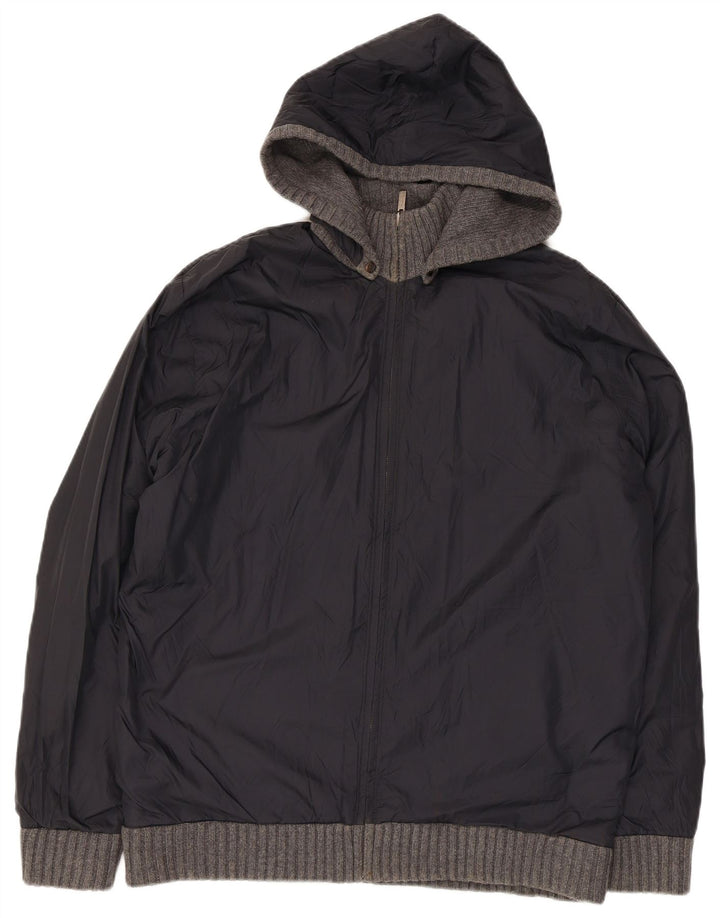 Massimo Dutti Herren Kapuzenstrick-Wendejacke UK 42 XL Grau