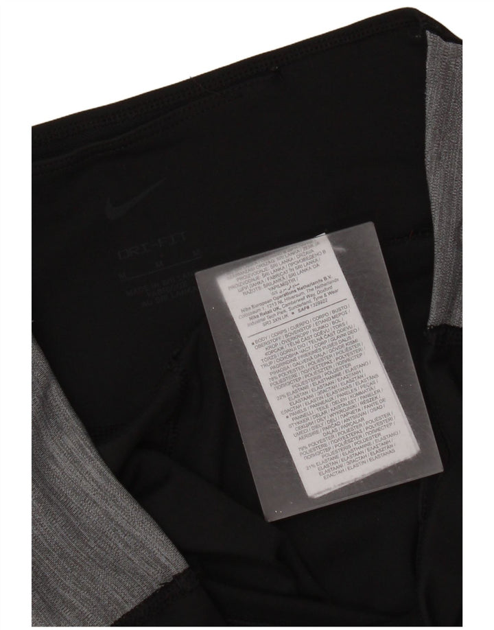 Nike Damen Dri Fit Leggings UK 12 Mittelschwarzes Colourblock-Polyester