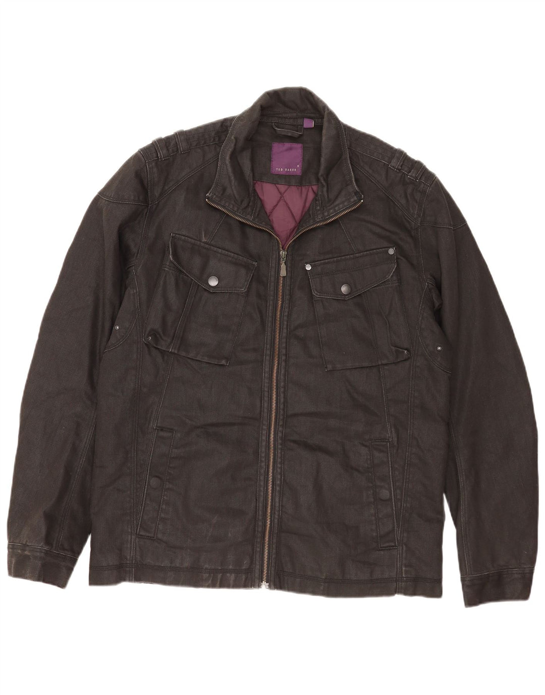 Ted Baker Herren-Utility-Jacke, Größe 5 XL, schwarze Baumwolle