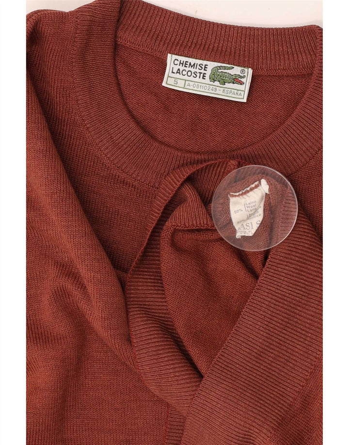 Lacoste Herren-Pullover mit Rundhalsausschnitt, Größe 5, große braune Wolle