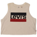 LEVI'S Damen Crop Graphic Vest Top UK 16 Large Off White Cotton