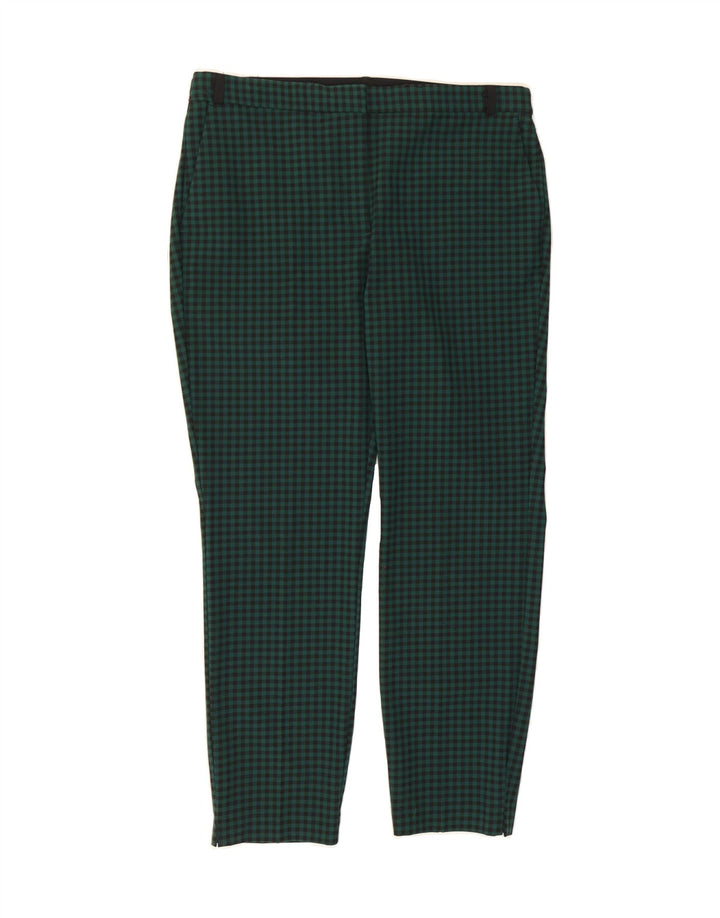 ZARA Womens Slim Cropped Trousers W32 L27 Green Gingham Polyester Vintage Zara and Second-Hand Zara from Messina Hembry 