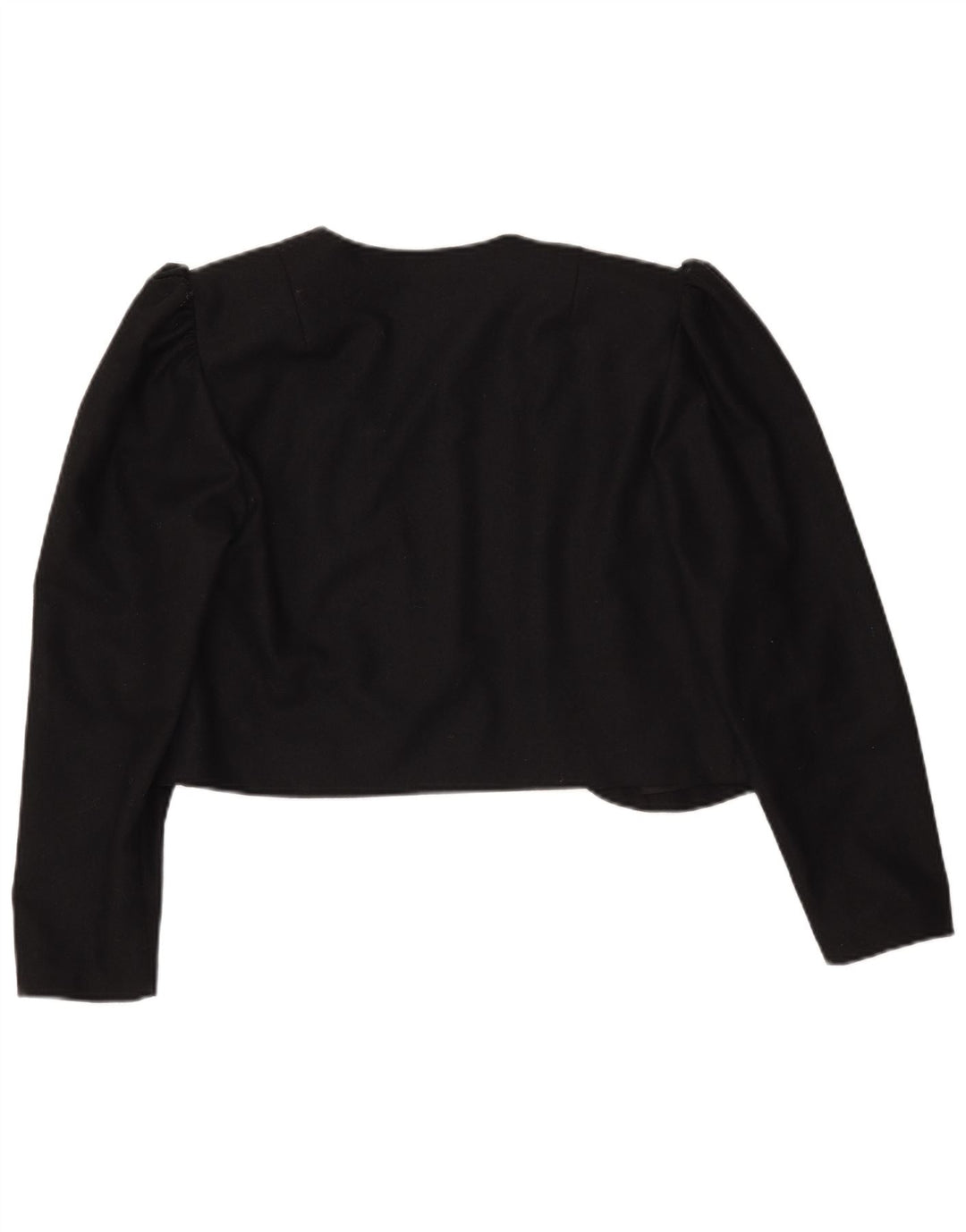 Vintage Damen Crop Blazer Jacke EU 40 Medium Schwarz Polyester