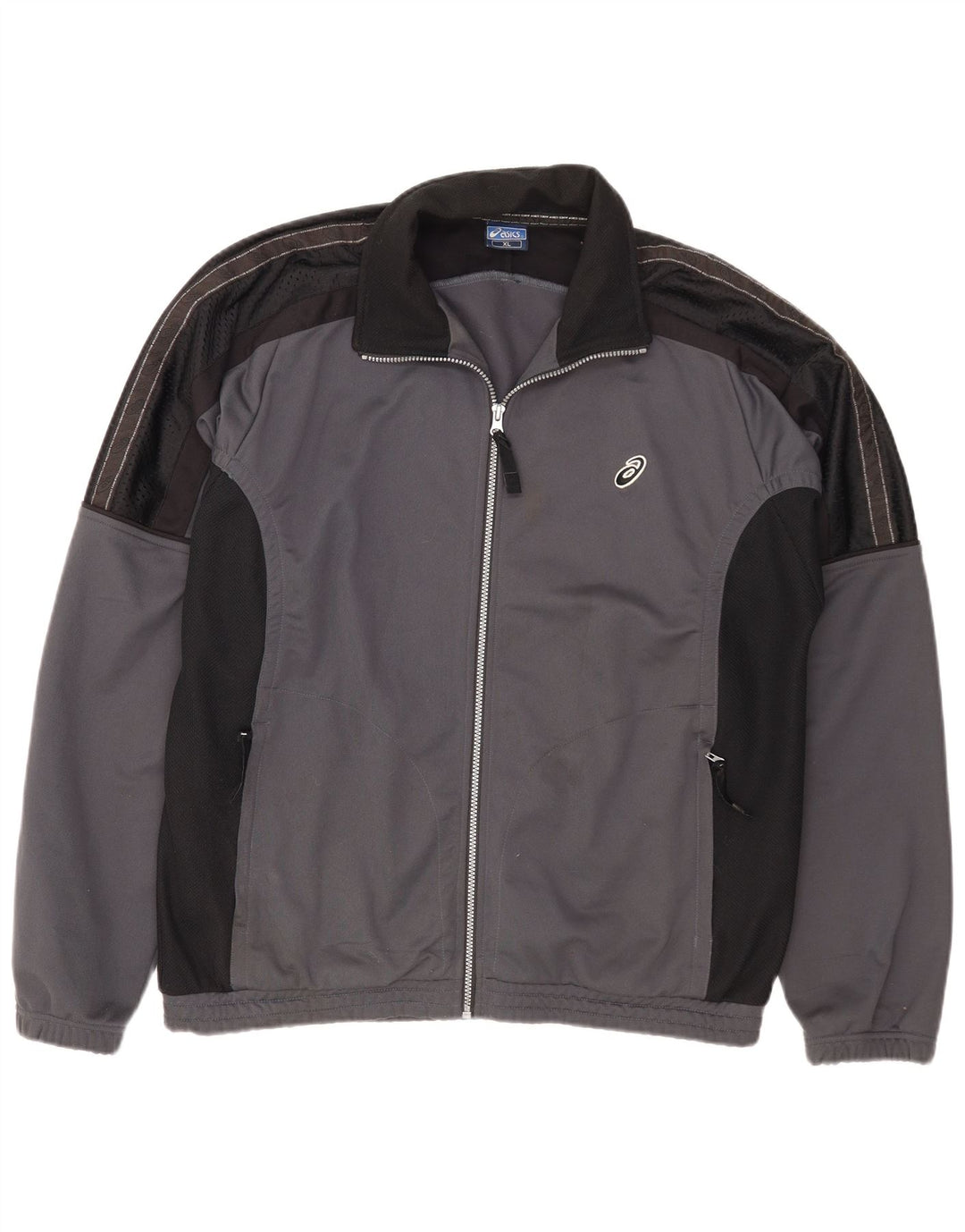 Asics Herren-Trainingsanzug-Oberteil, Jacke, XL, Grau, Farbblock, Polyester, Sport