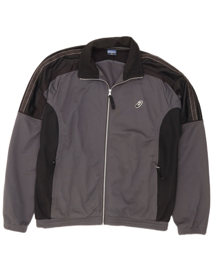 Asics Herren-Trainingsanzug-Oberteil, Jacke, XL, Grau, Farbblock, Polyester, Sport