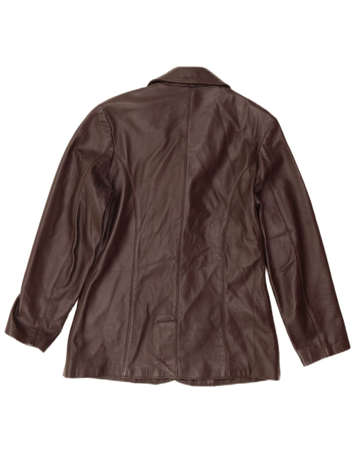 Sardar Damen-Blazerjacke aus Leder mit 4 Knöpfen, Gr. 10, klein, braunes Leder