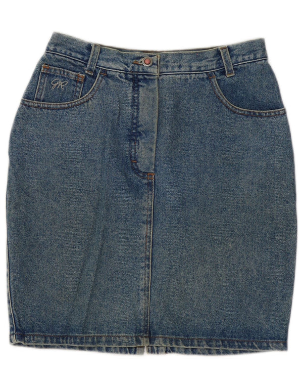 Vintage Damen High Waist Jeansrock IT 46 Large W30 Blaue Baumwolle