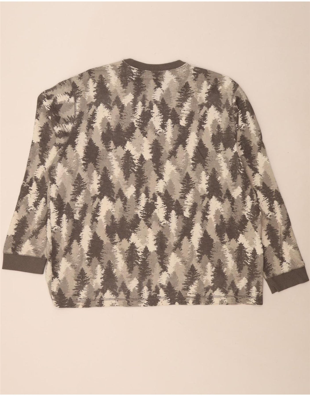 EDDIE BAUER Herren-Oberteil mit abstraktem Muster, langärmelig, 2XL, graue Baumwolle