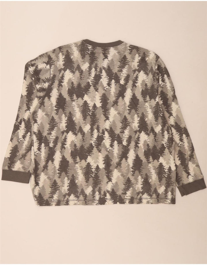 EDDIE BAUER Herren-Oberteil mit abstraktem Muster, langärmelig, 2XL, graue Baumwolle