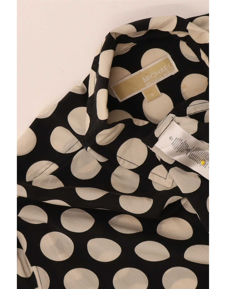 Michael Kors Damen Longline-Übergroßes Hemd UK 10 Small Black Polka Dot