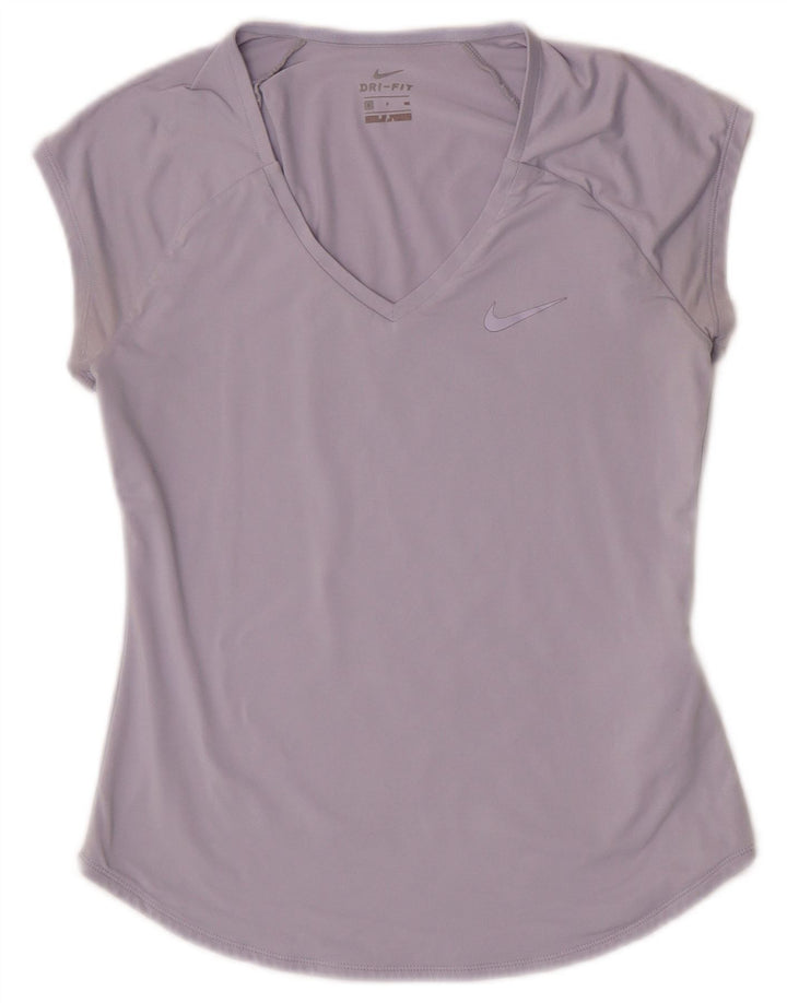 Nike Damen Dri Fit T-Shirt Top UK 10 Small Lila Polyester