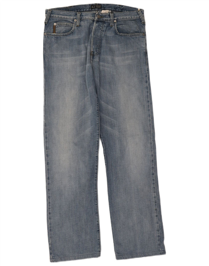 Armani Herren Straight Jeans W34 L31 Blaue Baumwolle